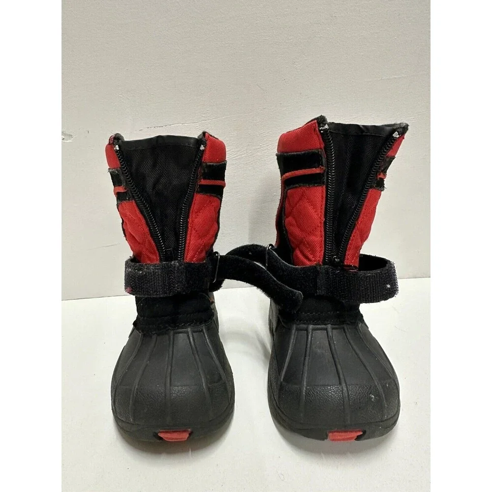 Totes toddler size 6M waterproof insulated black red snow suede & man made boots